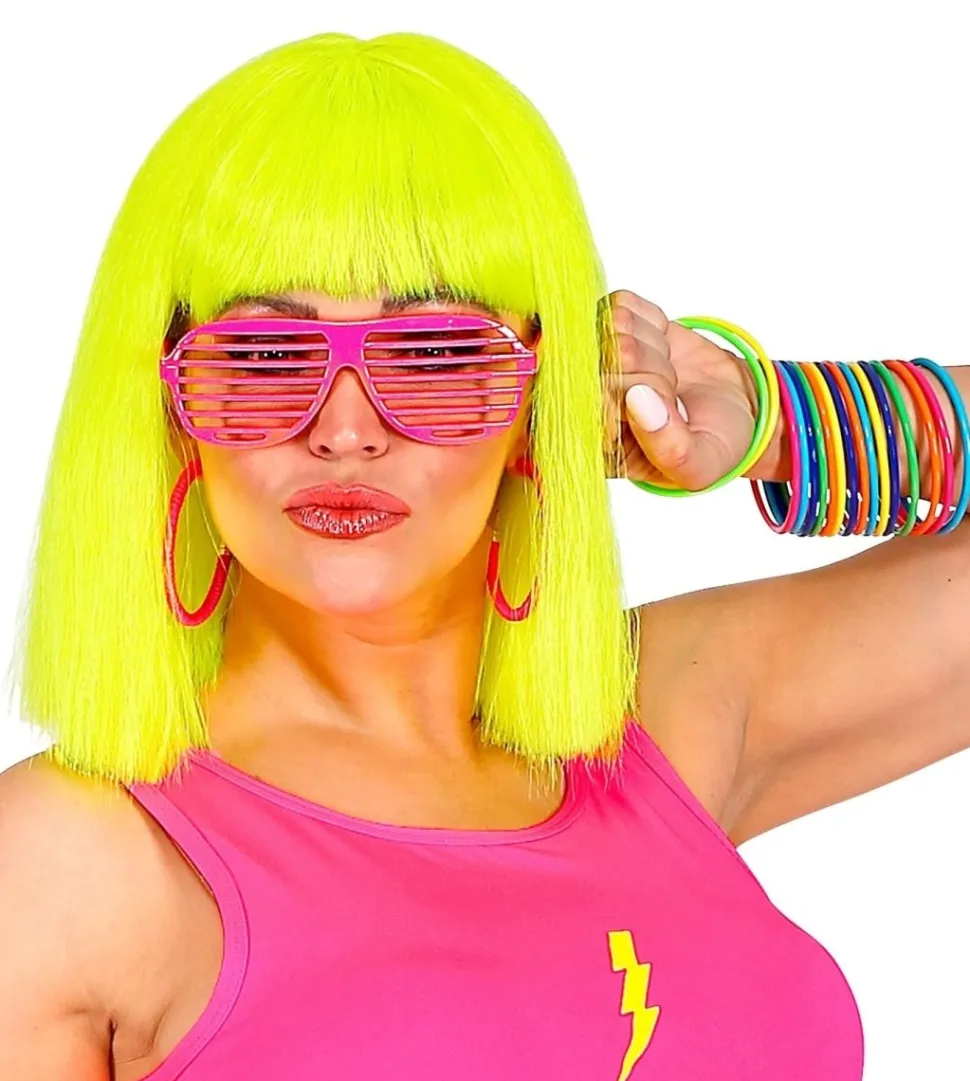 Neon Roze Bril Gestreept