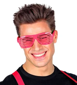 Neon Roze Bril Gestreept
