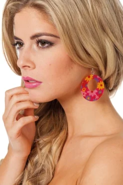 Neon Roze Hippie Oorbellen