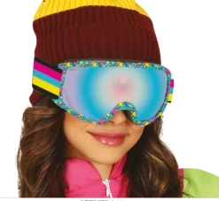 Neon 80S Skibril Geel Blauw Roze