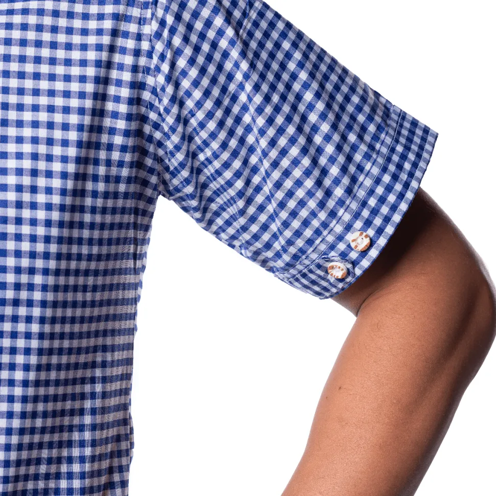 Oktoberfest Blouse Blauw Heren Korte Mouw