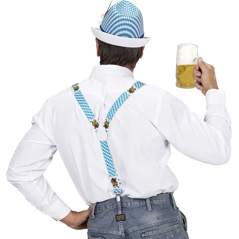 Oktoberfest Bretels Blauw Wit Met Bier