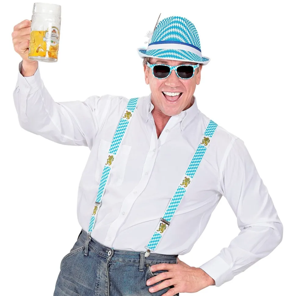 Oktoberfest Bretels Blauw Wit Met Bier