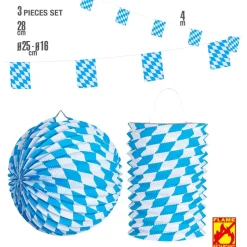 Oktoberfest Decoratie Set Blauw Wit Brandvertragend