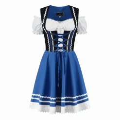 Oktoberfest Dirndl Jurk Oktoberfest Blauw Wit Dames 2 Delig