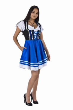 Oktoberfest Dirndl Jurk Oktoberfest Blauw Wit Dames 2 Delig