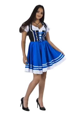 Oktoberfest Dirndl Jurk Oktoberfest Blauw Wit Dames 2 Delig