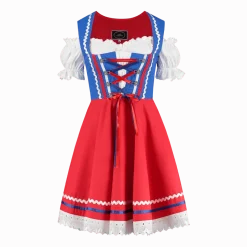 Oktoberfest Dirndl Jurk Oktoberfest Rood Blauw Dames 2 Delig