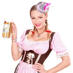 Oktoberfest Hoed Tiroler Mini Met Roze Veren