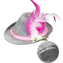 Oktoberfest Hoed Tiroler Mini Met Roze Veren