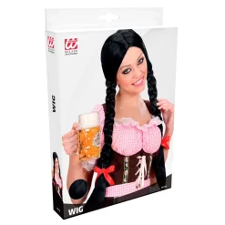 Oktoberfest Pruik Zwart Vlechten
