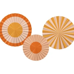 Oranje Papieren Waaiers 35cm 3st