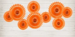 Oranje Papieren Waaiers 25cm 3st