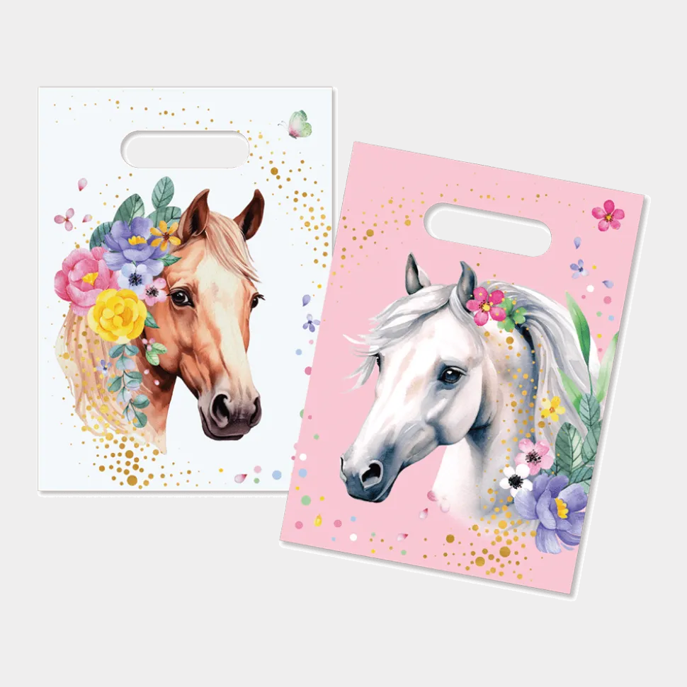 Paard Uitdeelzakjes Wit Roze 6st