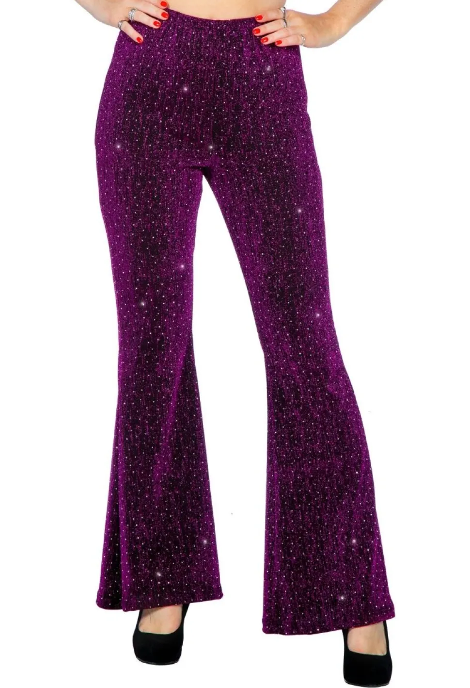 Paarse Broek Dames Flared Glitter