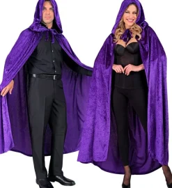 Paars Fluwelen Cape Met Kap 140cm