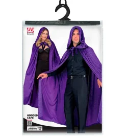 Paars Fluwelen Cape Met Kap 140cm