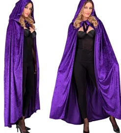 Paars Fluwelen Cape Met Kap 140cm
