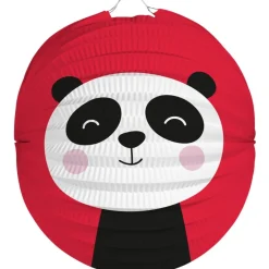 Panda Lampion Rood Wit Zwart 22cm