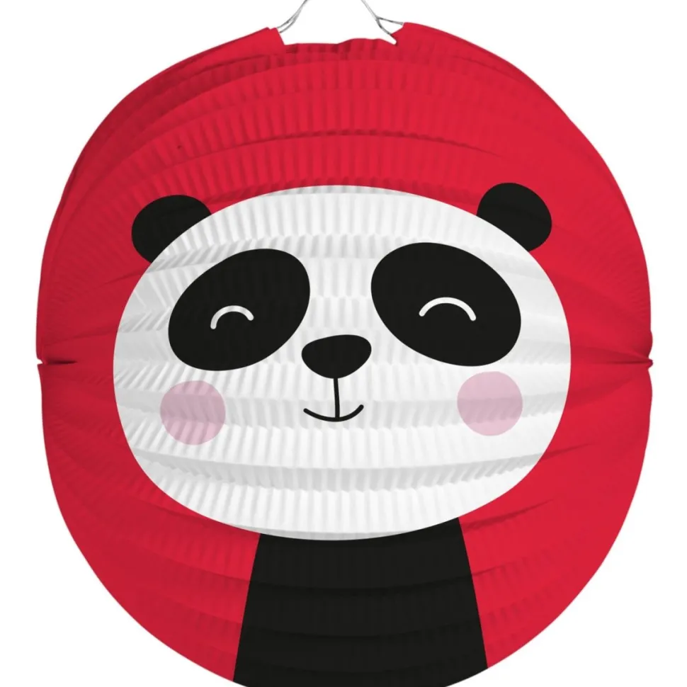 Panda Lampion Rood Wit Zwart 22cm