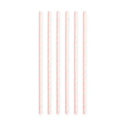 Papieren Rietjes Baby Roze Gestreept 19,7cm 20st