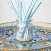 Papieren Rietjes Blauw Gestreept 19,7cm 20st