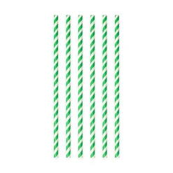 Papieren Rietjes Groen Gestreept 19,7cm 20st