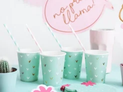 Papieren Rietjes Lichtroze Wit 19,5cm 10st