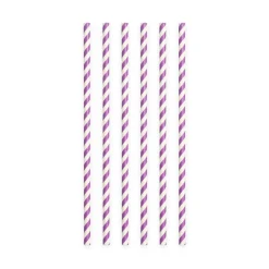 Papieren Rietjes Paars Gestreept 19,7cm 20st