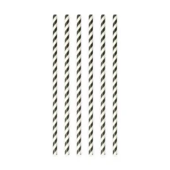 Papieren Rietjes Zwart Gestreept 19,7cm 20st