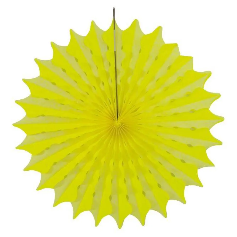 Papieren Waaier Neon Geel 45cm
