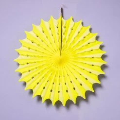 Papieren Waaier Neon Geel 45cm
