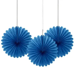 Papieren Waaiers Blauw 15cm 3st