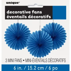 Papieren Waaiers Blauw 15cm 3st