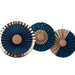 Papieren Waaiers Blauw 35cm 3st