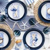 Papieren Waaiers Donkerblauw Set 23-40cm 3 delig