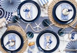 Papieren Waaiers Donkerblauw Set 23-40cm 3 delig