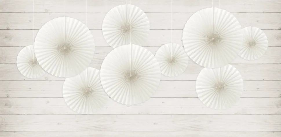 Papieren Waaiers Gebroken Wit Set 23-40cm 3 delig