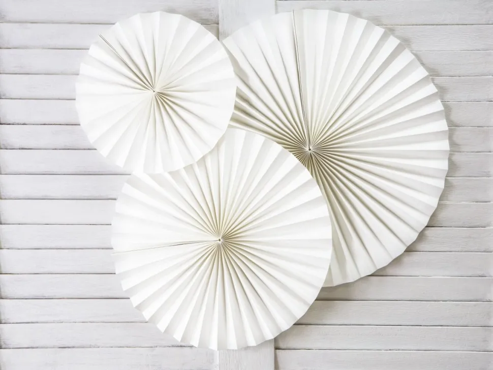 Papieren Waaiers Gebroken Wit Set 23-40cm 3 delig