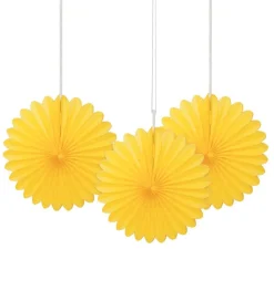 Papieren Waaiers Geel 15cm 3st