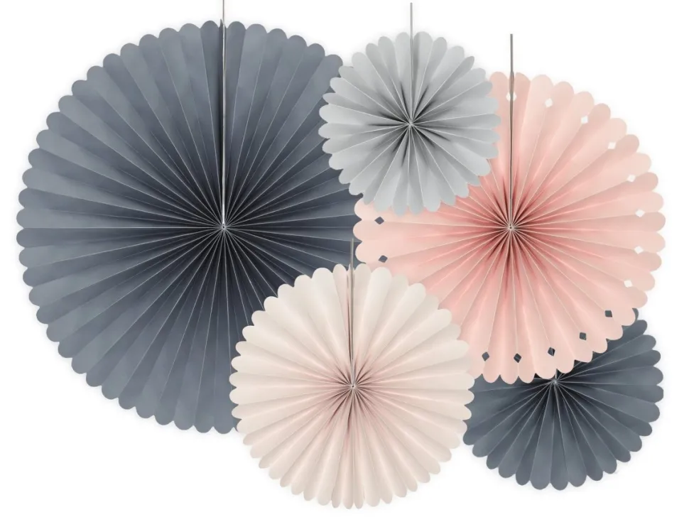 Papieren Waaiers Gekleurde Set 14-38cm 3 delig