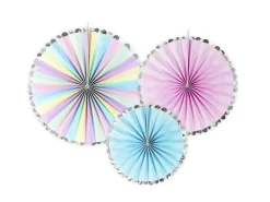 Papieren Waaiers Gekleurd Set 21-30cm 3 delig