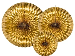Papieren Waaiers Goud Set 23-40cm 3 delig