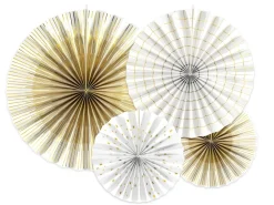 Papieren Waaiers Goud Wit Set 23-40cm 4 delig