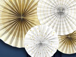 Papieren Waaiers Goud Wit Set 23-40cm 4 delig