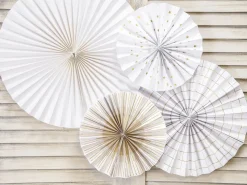 Papieren Waaiers Goud Wit Set 23-40cm 4 delig