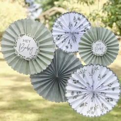 Papieren Waaiers Hey Baby 10cm 4 delig
