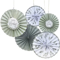 Papieren Waaiers Hey Baby 10cm 4 delig