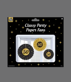 Papieren Waaiers 50 Jaar Set 20-40cm 3-delig