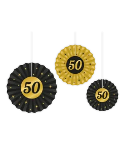 Papieren Waaiers 50 Jaar Set 20-40cm 3-delig